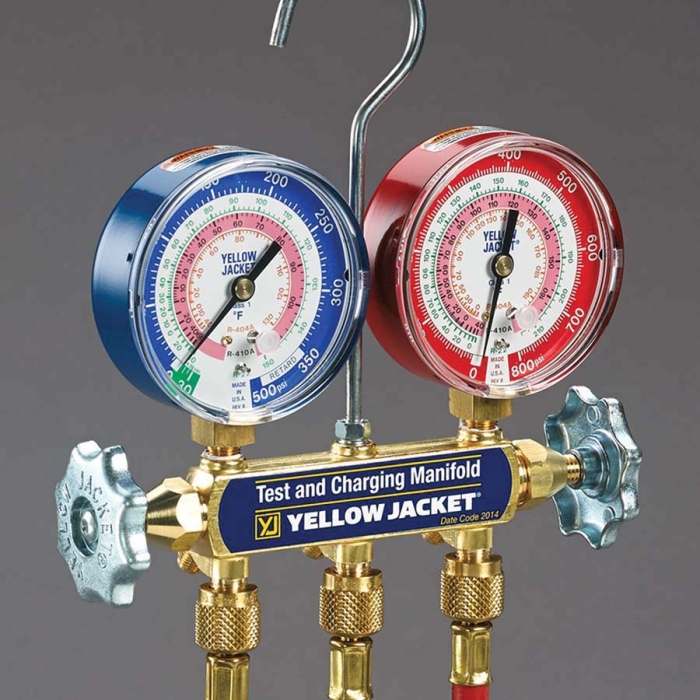 thumbnail image 2 of Yellow Jacket 42001 2-Valve Mechanical Manifold Gauge Set - For R22, R404a, R410a 2 of 6